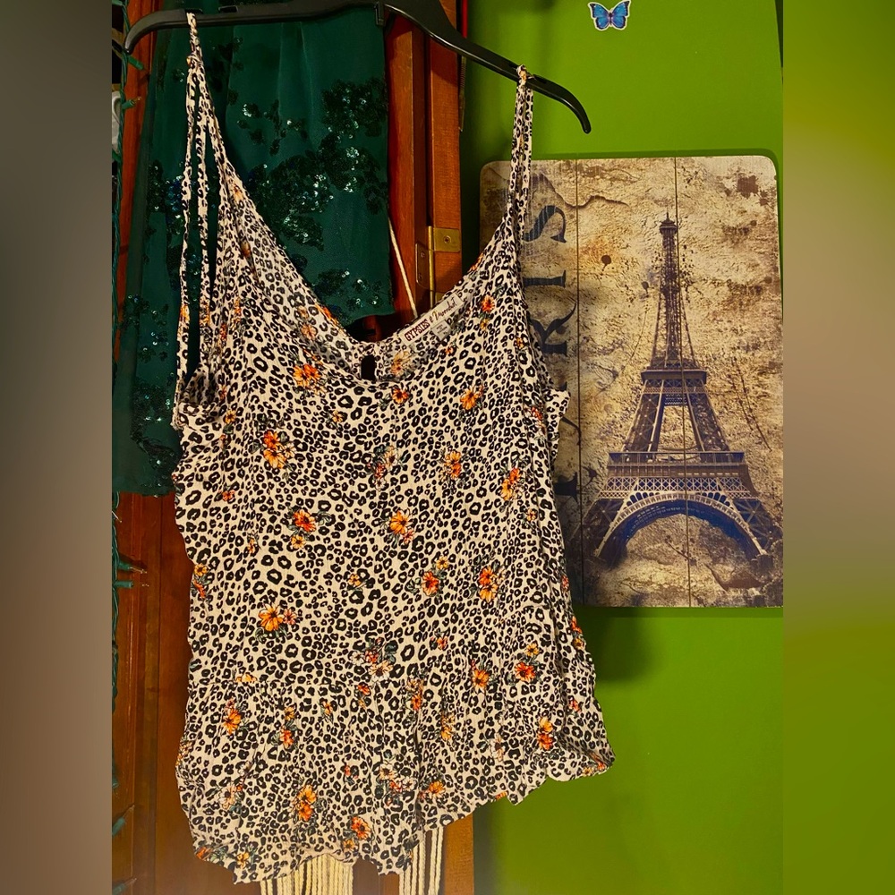 Leopard Print Spaghetti Strap Top